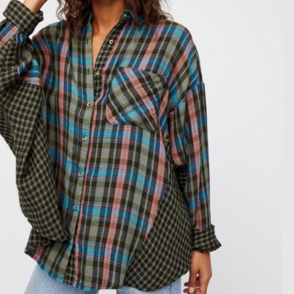 Free People One Of The Guys Plaid Shirt Size XS - Picture 4 of 8